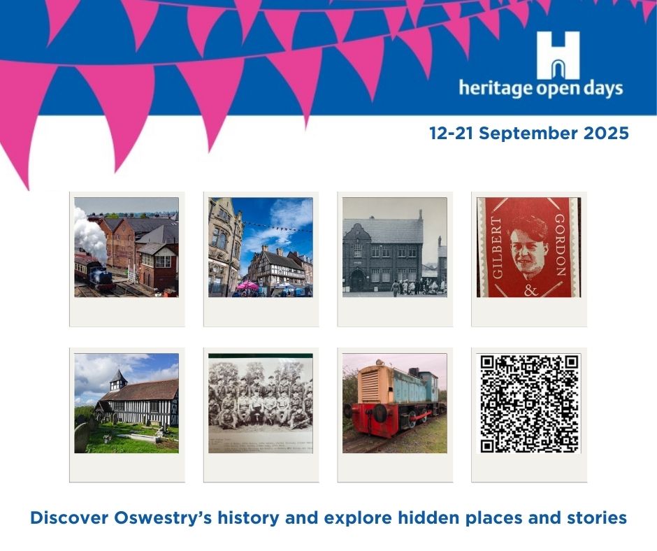 Lots of free tours, talks, open days, exhibitions and activities happening in Oswestry for #heritageopendays2025 – on from 12-21 September.
For details of what’s on in Oswestry, scan the QR code or follow the link tinyurl.com/2488wpth
#oswestry #history #heritage #events