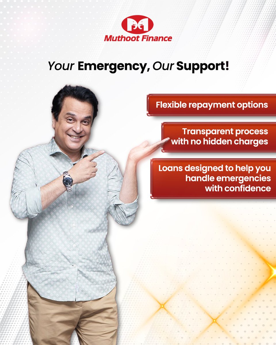 muthoot_finance's tweet photo. When emergencies strike, count on Muthoot Finance. ⚡
✔️ Flexible repayments
✔️ 100% transparency
✔️ No hidden charges

Because in tough times, the right support makes all the difference. 💛

#muthootfinance #Challenges #loans https://t.co/C9gQlMhBLI