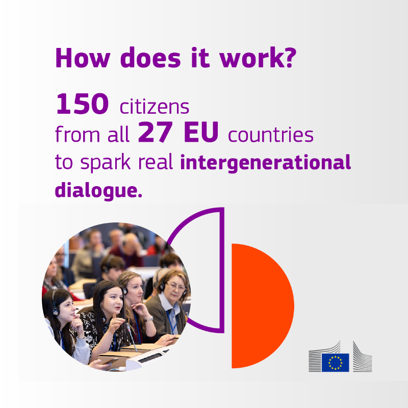 EUErasmusPlus's tweet photo. ✨ What if we could create a fairer future for all generations in the EU, starting today?

​The European Citizens’ Panel returns to debate #IntergenerationalFairness, bringing voices from young and old to help shape EU policies for a fairer tomorrow.

​🔗https://t.co/NKP6wYx8BQ