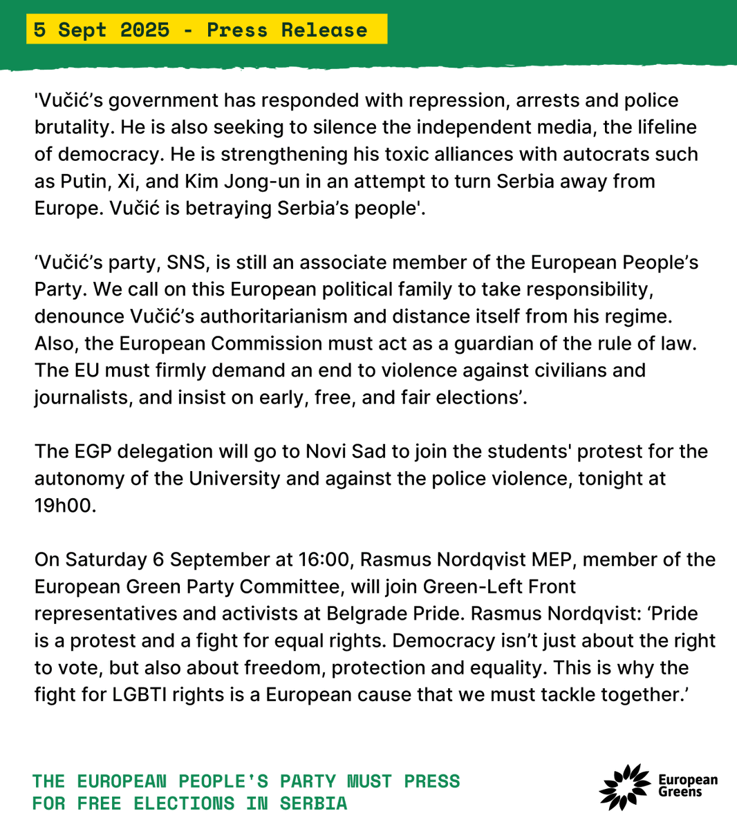"With our Serbian member party, Zeleno-Levi Front, we stand proudly with the students who are turning this civic energy into a real democratic alternative for Serbia"

Read more from <a href="/VulaTsetsi/">Vula Tsetsi</a> here: europeangreens.eu/news/the-europ…