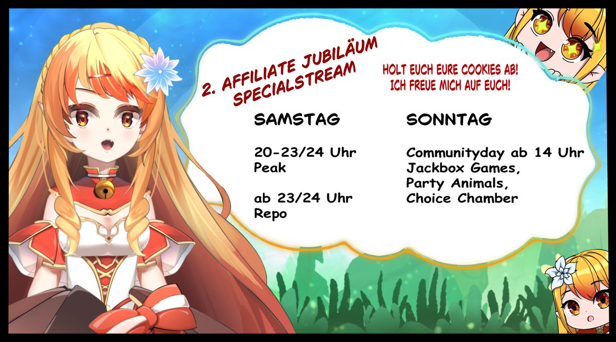 Der Zeitplan vom Affiliate Jubiläum ist da! Verlosungen inklusive!! #VTuber #GerVTuber #VtuberUprisings