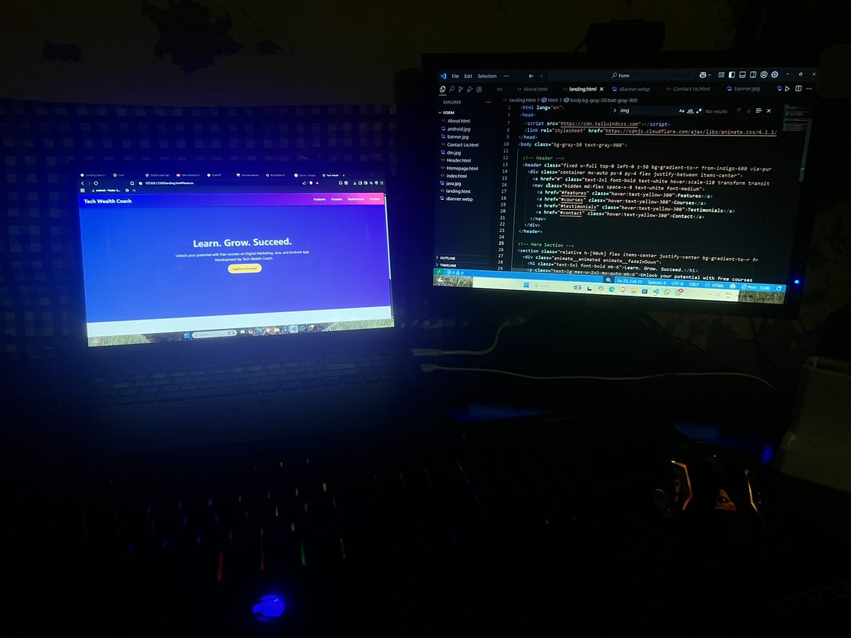 iAmrit2_'s tweet image. 🚀 Late-night coding vibes!
Building my own website for Tech Wealth Coach ✨ Not just to promote my YouTube, but also to prove that I can build things that matter.
Dream big. Work hard. Show results. 💻🔥

#TechWealthCoach #CodingJourney #WebDevLife #YouTubeGrowth