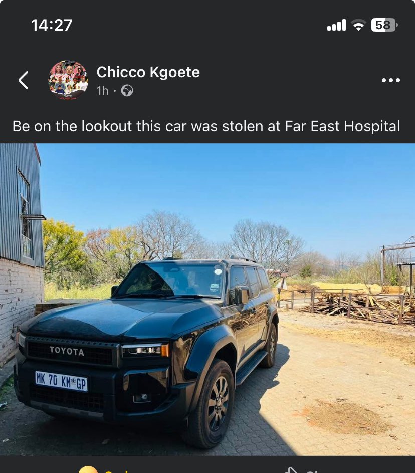Please share 🙏🏿

..and hopefully Moroka locates his vehicle 💔