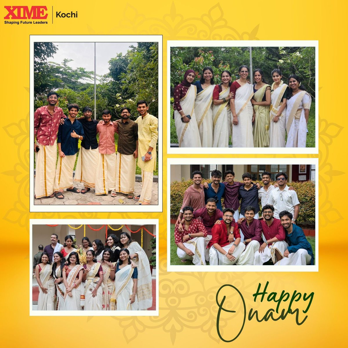 XIMEKochi's tweet photo. #LifeAtXIMEKochi #OnamCelebrations #XIMEKochi #FestivalOfJoy #SpiritOfOnam *Embracing the Spirit of Onam*

“XIME Kochi celebrated Onam with vibrant festivities, unity, and joy. 

Wishing everyone peace, prosperity, and happiness this festive season.” https://t.co/84b7hsidBI