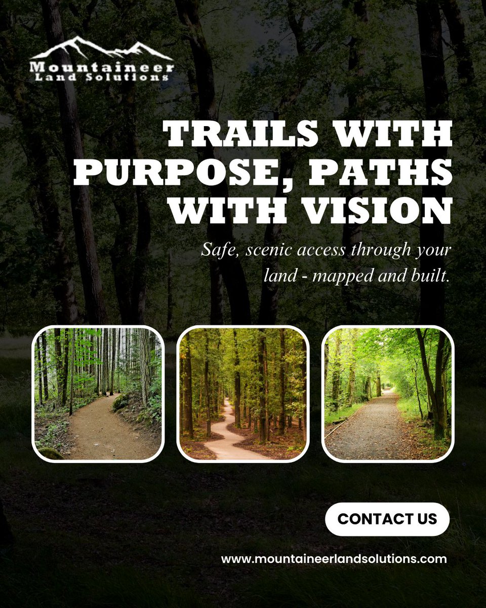 mountaineerland's tweet image. A good trail isn’t random - it’s planned with purpose.

We design and cut paths that blend safety, function, and natural beauty.

Contact us today at mountaineerlandsolutions.com to start your trail project.

#landmanagement #trailbuilding #landsolutions
