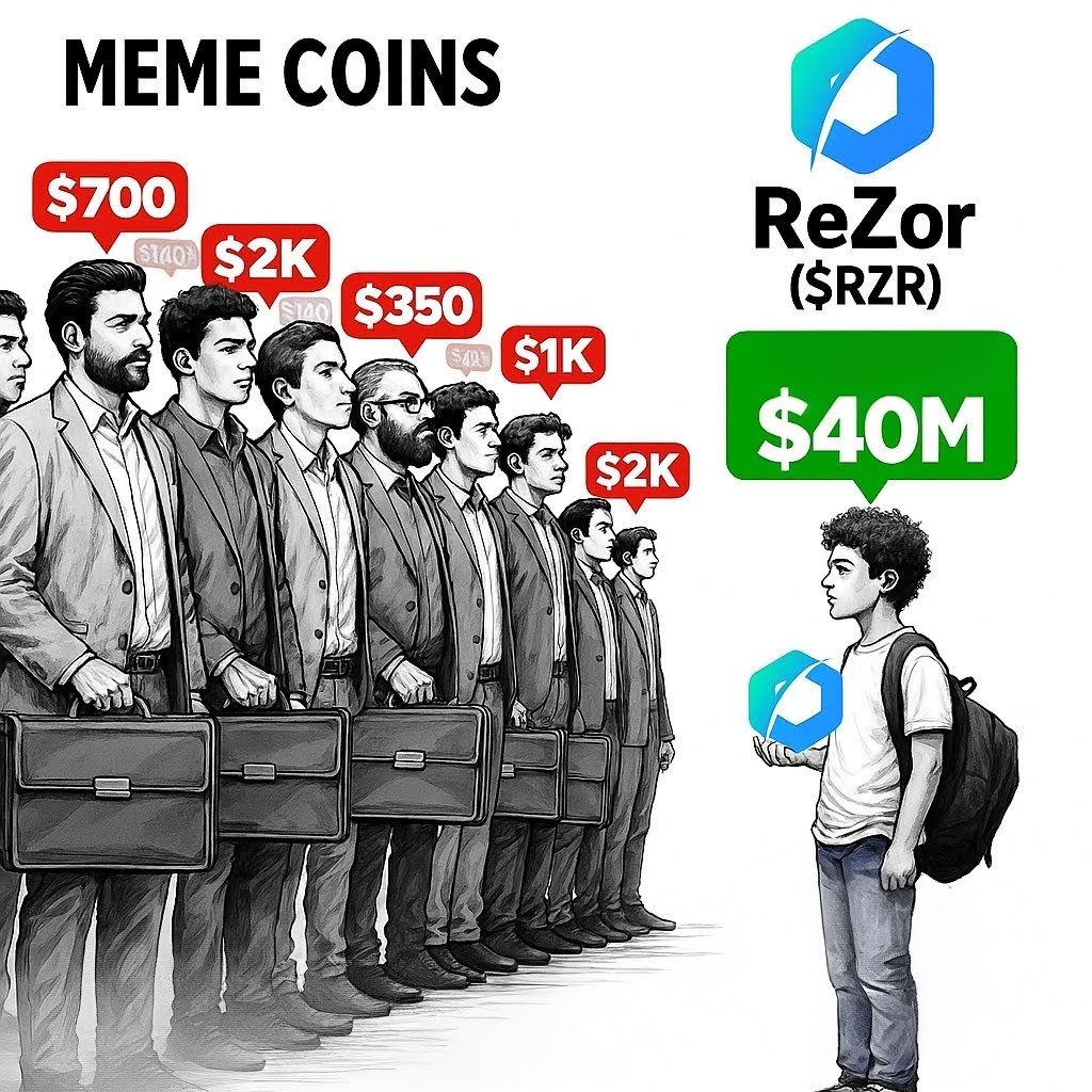 🤣 Meme coins pump a few hundred or a couple thousand…
But when ReZor ($RZR) hits ATH, that bag could be worth $40M+ 💠🚀

That’s a different league.

#RZR #Rezor #ATH #CryptoMeme