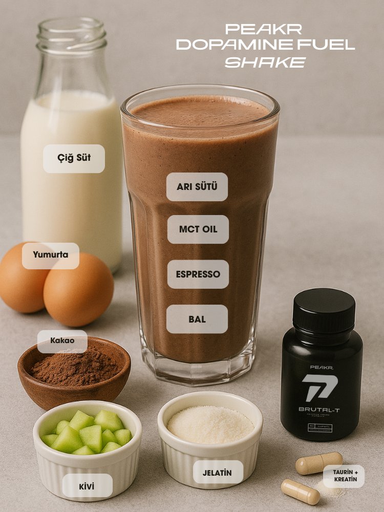 getpeakr's tweet photo. PEAKR’ın sabah yakıtı — Dopamine Fuel Shake.

Rice cream + protein tozu gibi yapay, ruhsuz kahvaltılar yerine bu tarifi dene.

Bu sadece bir smoothie değil,
dopaminini artıran, testosteronunu uyandıran,
libidonu sabahın ilk dakikasında zirveye çıkaran maskülen bir ritüel:

-Süt  - 400 ml (Tercihen çiğ + keçi sütü)
-2 yumurta
-Bal (1-2 yk)
-Ham kakao (2 yk)
-Hindistan cevizi yağı (1 yk)
-Elma veya kivi
-Jelatin (1 yk)
-Espresso (1 shot)
-Arı Sütü (1 gr)
-Brutal-T (2 kapsül)
-Kreatin (2 gr)
-Vitamin B1 (50 mg)

Karbonhidrat ihtiyacı varsa yulaf eklenebilir.

Brutal-T ve her sabah bu formül = daha sert enerji, daha keskin odak, daha yüksek libido.