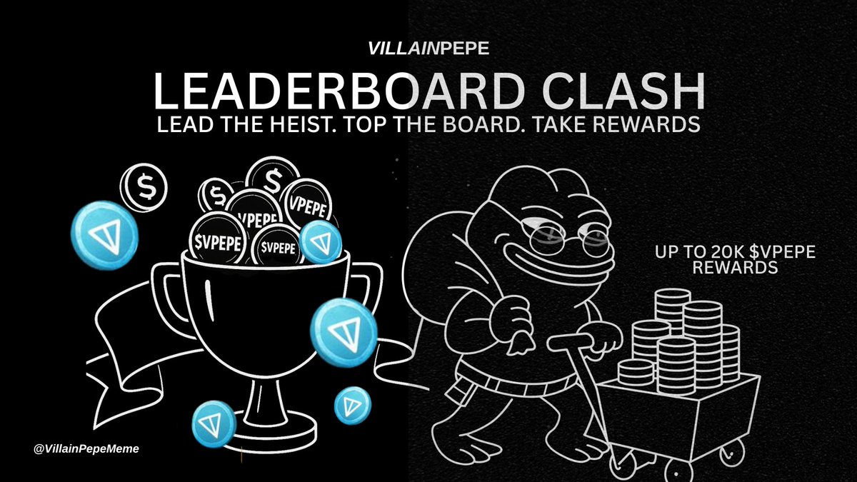 LEADERBOARD CLASH is live! 20k $VPEPE points prizepool from today until end of September. 

• 1st - 20,000
• 2nd - 15,000 
• 3rd - 10,000 
• 4th - 5,000
• 5th - 4,000 
• 6th to 10th - 2,000 each. 

Grind now, Villains! 

#VPEPE #TON #LeaderBoardCompetition #VillainPepe