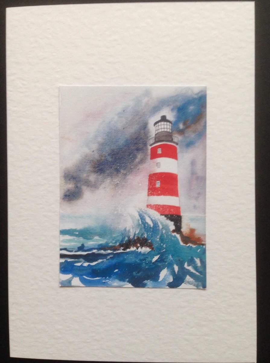 Here’s a handmade watercolour card for your lighthouse fan #BizHour #CraftBizParty #SMILEtt23 #MHHSBD #etsyuk #sbs cardsbymormorjan.etsy.com/listing/522267…