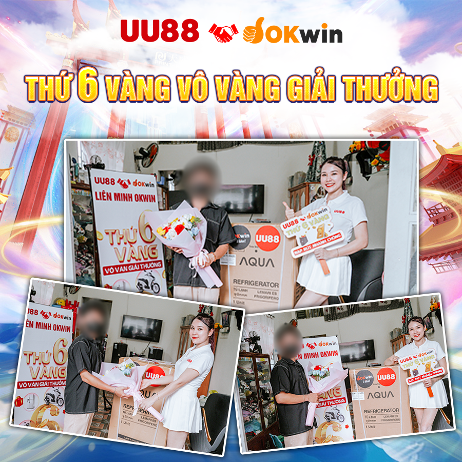 OKwinLIKE's tweet photo. UU88 OKwin 
Thứ 6 Vàng Vô Vàn Giải Thưởng xin chúc mừng khách hàng đã may mắn trúng Tủ Lạnh AQUA 

 #okwin #LienMinhOkwin #789win #VIPwin #KUwin #98win #32win #789F #TG88 #UU88 #OKfun https://t.co/IPE75A86AW