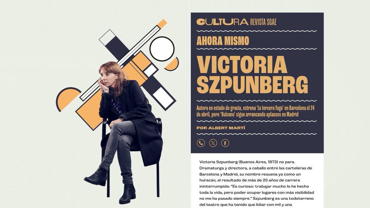 SGAE Artes Escénicas (@sgaeaaee) on Twitter photo 🏆Nuestra socia <a href="/szpunberg/">Victoria Szpunberg</a> gana el👏Premio Nacional de Literatura Dramática 2025  de <a href="/culturagob/">Ministerio de Cultura</a>,  con su obra 'L'imperatiu categòric'.
Fue #PremioMax en 2013 en la categoría de autoría teatral catalana.
 
🤩 ¡Enhorabona, Victoria! ☺️ Moltes felicitats. 🏆Nuestra socia <a href="/szpunberg/">Victoria Szpunberg</a> gana el👏Premio Nacional de Literatura Dramática 2025  de <a href="/culturagob/">Ministerio de Cultura</a>,  con su obra 'L'imperatiu categòric'.
Fue #PremioMax en 2013 en la categoría de autoría teatral catalana.
 
🤩 ¡Enhorabona, Victoria! ☺️ Moltes felicitats.