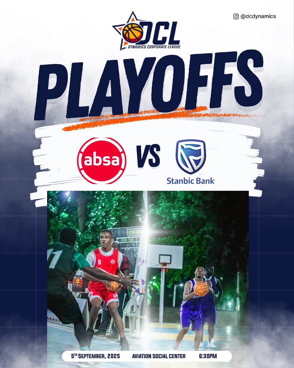 DCDynamics's tweet image. Red v Blue, OG Champs v the Unstoppable Newcomers😤🏀

Two of the biggest banks go head to head today and it’s not for your accounts! Suits are off and when they step into the court, it’s their pride and in the #DCL Final on the line!🤩🫡

ABSA v Stanbic🏀🔥

#WeStillGotIt