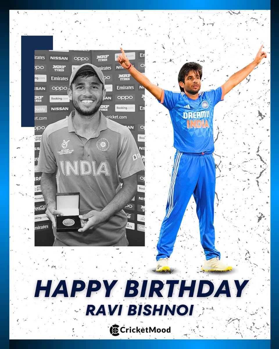 cricketmoodcom's tweet image. Wishing India’s young spin sensation, Ravi Bishnoi, a very Happy 25th Birthday! 🎂🇮🇳✨

#RaviBishnoi #SpinMagic #India #HappyBirthday #CricketMoodOfficial
@ICC @BCCI @T20WorldCup @cricketworldcup