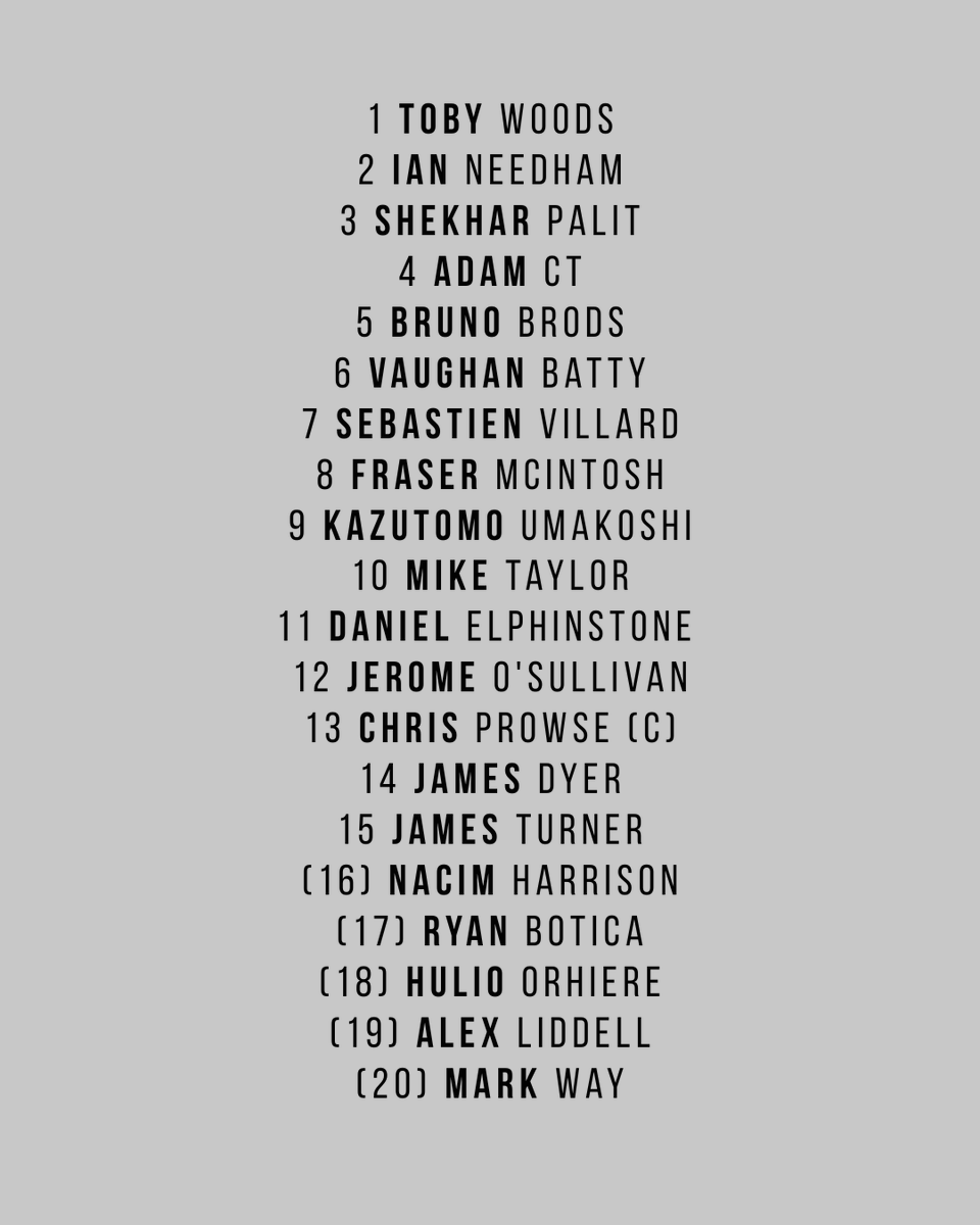 🔴⚪⚫ Team Sheet Time 🔴⚪⚫ The wait is over - the 1st XV's first match of the season incoming!

We’re heading to @kelvedonandfeeringrugbyclub - a club with strong ties to Millwall - which means it’s always a proper rugby reunion: fun, friendly, and full of heart.