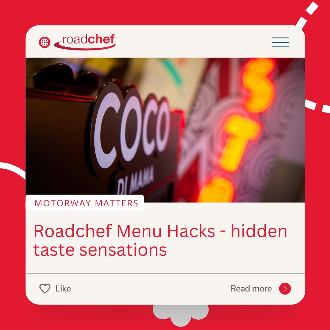 Roadchef (@roadchef) on Twitter photo We're helping you hack the Roadchef menu 😲
Check out our latest Motorway Matters and discover how you can get unique dishes here at Roadchef roadchef.com/motorway-matte… #FridayFeeling #MenuHacks We're helping you hack the Roadchef menu 😲
Check out our latest Motorway Matters and discover how you can get unique dishes here at Roadchef roadchef.com/motorway-matte… #FridayFeeling #MenuHacks