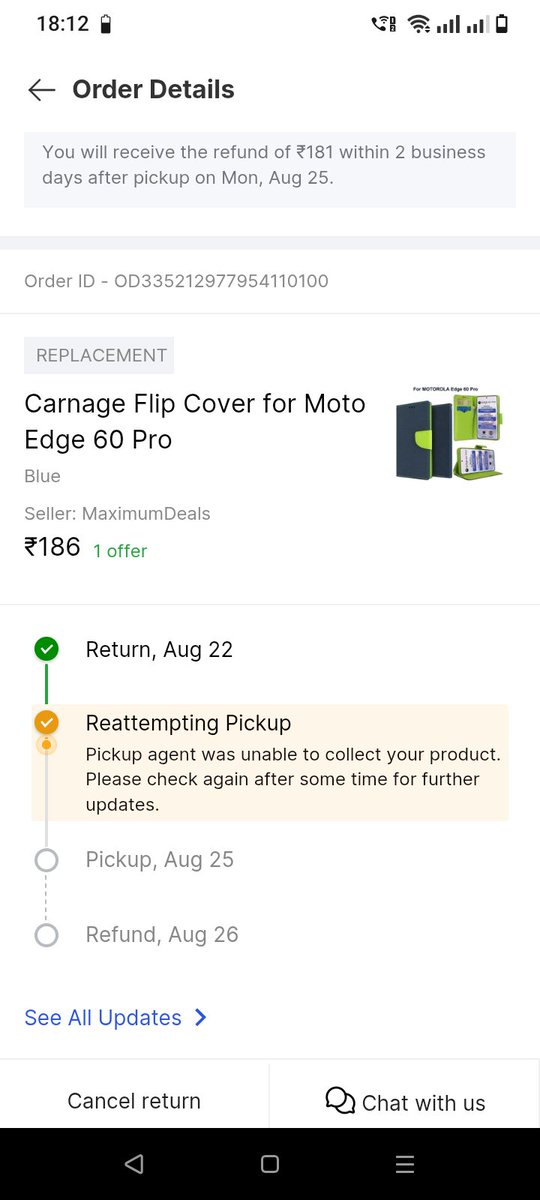 PunitGo64709849's tweet photo. #Flipkart For the last 10 days, I have been waiting for my refund. Your delivery executive did not pick up the item. Very poor service by Flipkart nowadays. https://t.co/O3tYFhrDcl