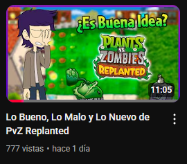 Wow,para ser un video improvisado y estrenado de madrugada sin previo aviso,además de ser el primer video en más de un año, le esta yendo bastante bien, 777 vistas por ahora, jaja me motiva a hacer otro video pronto. Espero poder hacer uno lo antes posible
youtu.be/CDckfQNOFAo?si…