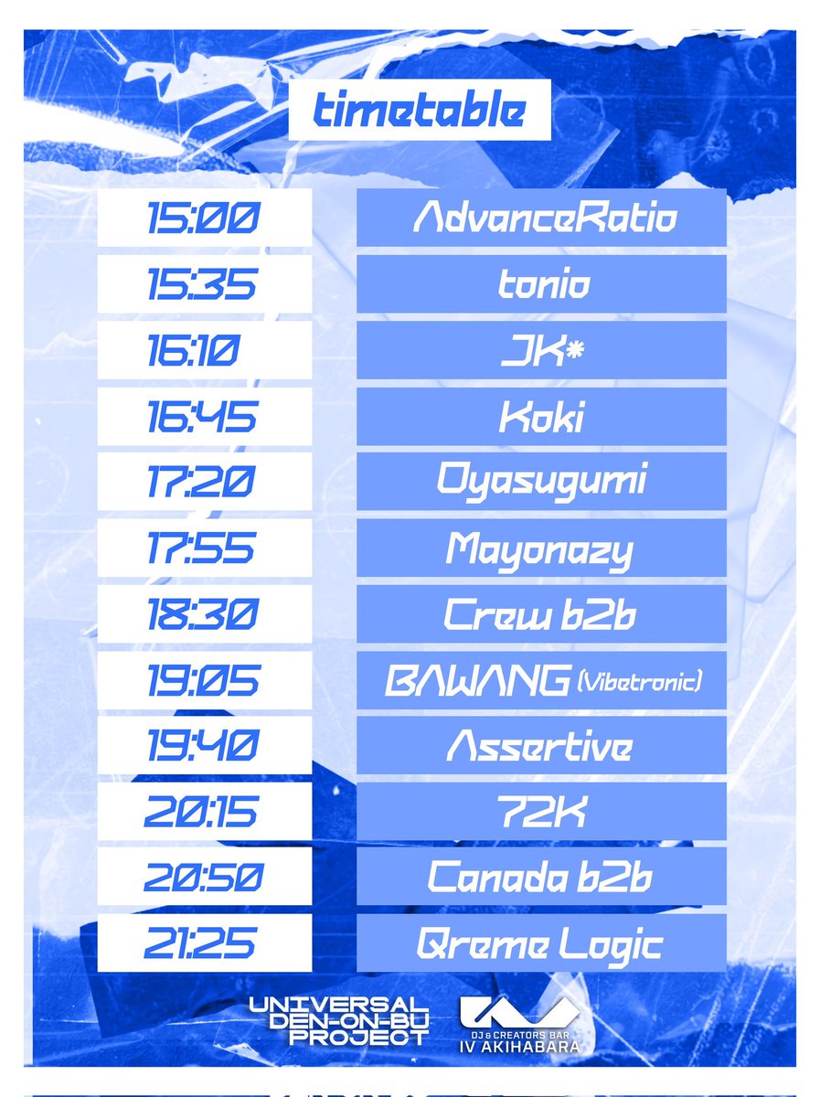 Universal Denonbu Project (@udp_dj) on Twitter photo #UDP_DJ いよいよ明日開催です!
🗓️9月6日
🕘15:00-22:00
📍 <a href="/iv_akiba/">IV AKIHABARA アイヴィーアキハバラ</a>
🔗 twipla.jp/events/691804 #UDP_DJ いよいよ明日開催です!
🗓️9月6日
🕘15:00-22:00
📍 <a href="/iv_akiba/">IV AKIHABARA アイヴィーアキハバラ</a>
🔗 twipla.jp/events/691804