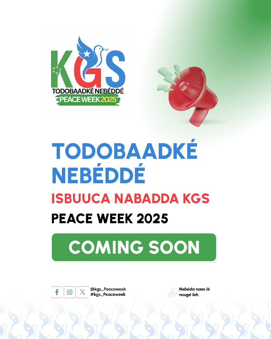 🕊️ TODOBAADKÉ NEBÉDDÉ (Peace Week 2025)
📍 Baydhabo | 📅 11–17 Sebteembar 2025

@moi_sws waxay ku dhawaaqday todobaadka Nabadda, Dhaqanka &amp; Wada-Shaqeenta Koonfur Galbeed Soomaaliya.

📚 Dhaqan | 📖 Buugaag
🏪 Ganacsi | 🎮 Ciyaaro | 🍲 Cunto
🏛️ Xarig-jarka Akadeemiyada Maayga