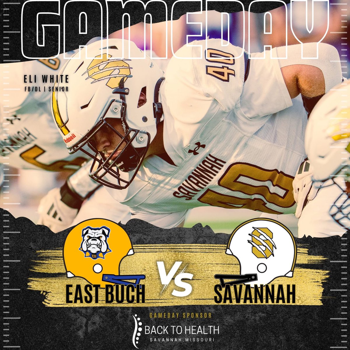 SavannahFB_'s tweet image. 🚨 Gameday🚨

📅 Friday, Sept 5, 2025
⏰ 7:00pm - 9:30pm
🏈 East Buchanan @ Savannah
🏟️ Savage Field
📍 701 State Hwy E, Savannah, MO 64485
🍔Tailgate starts at 5:00pm at Duncan Field
 #SavageNation #HomeOpener #FindaWay

Thank you to our Week 2 Sponsor: Back to Health