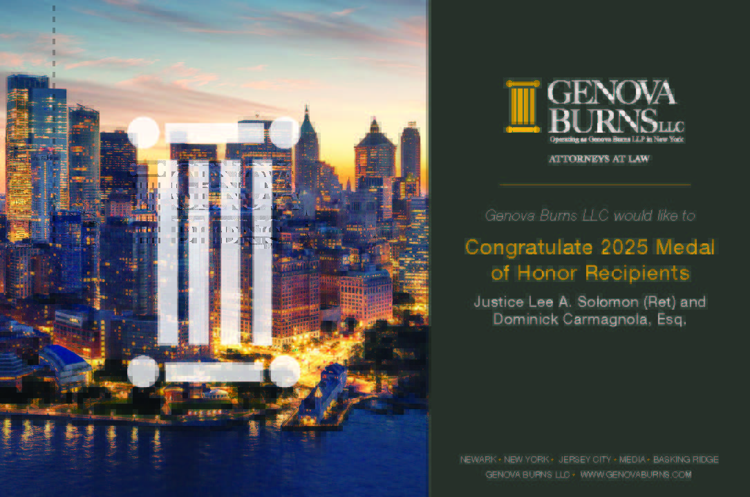 #GenovaBurns is proud to support the <a href="/NJStateBar/">NJ State Bar Assn</a> and their 2025 Medal of Honor award recipients Justice Lee A. Solomon (Ret.) and Dominick Carmagnola, Esq.
#MedalOfHonor #TeamGB #LegalExcellence #NJSBA