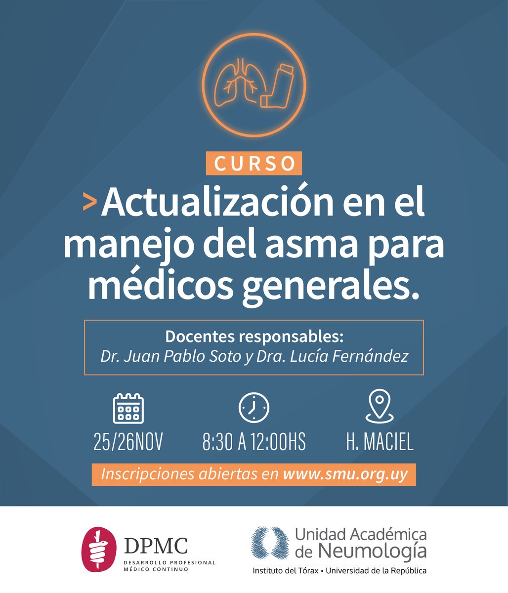 📢✨ ¡𝘕𝘶𝘦𝘷𝘰 𝘤𝘶𝘳𝘴𝘰 𝘥𝘦 𝘢𝘤𝘵𝘶𝘢𝘭𝘪𝘻𝘢𝘤𝘪𝘰́𝘯!
𝗠𝗮𝗻𝗲𝗷𝗼 𝗱𝗲𝗹 𝗮𝘀𝗺𝗮 𝗽𝗮𝗿𝗮 𝗺𝗲́𝗱𝗶𝗰𝗼𝘀 𝗴𝗲𝗻𝗲𝗿𝗮𝗹𝗲𝘀 

Inscribite 👇
docs.google.com/forms/d/16Qmra…

👨‍⚕️<a href="/sotojuan_p/">juan pablo soto</a> 👩‍⚕️#LuciaFernández
#asma #CursoMedicina #SaludRespiratoria #neumologia