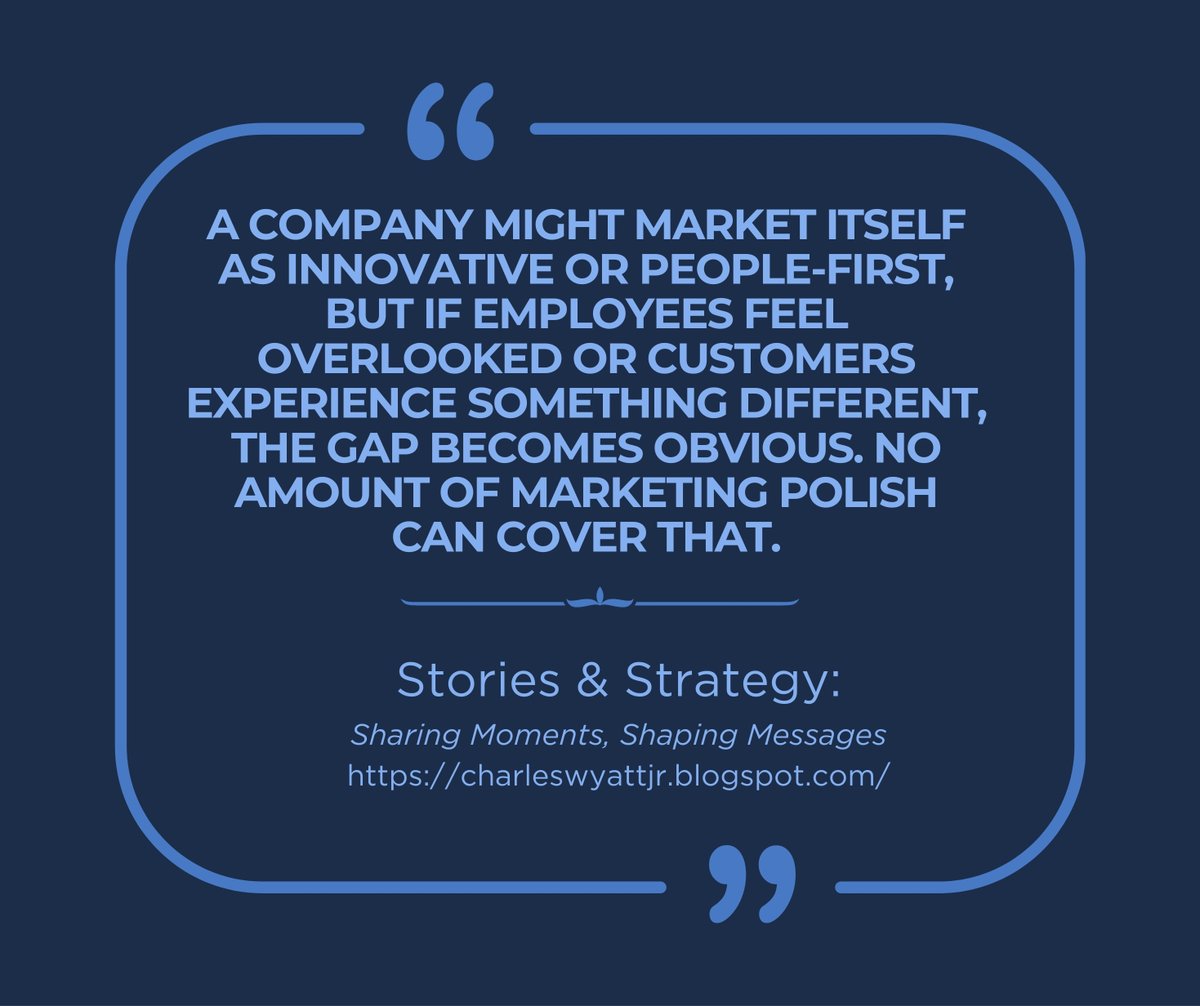 Aligning Culture and Communication
Strong messaging only works when culture supports it. When the story outside does not match the experience inside, trust fades.
✔ Listen inward
✔ Live the values
✔ Invest in culture

Full blog: charleswyattjr.blogspot.com/2025/09/aligni…
