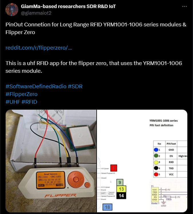 giammaiot2's tweet photo. Flippermeister V2 😎😊

UHF-RFID board with 2 onboard SAM slots &amp; SPI &amp; ICSP headers

https://t.co/mtQ4CGvIBH

Giammaiot2 YRM1001
https://t.co/7NRwqEOqJH

#SoftwareDefinedRadio #SDR
#FlipperZero #DualSIM #SIM
#SEC1210 #YRM1001 https://t.co/FFgKLhPs5U