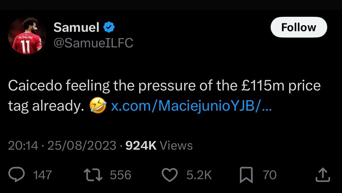 Moises Caicedo sends his regards