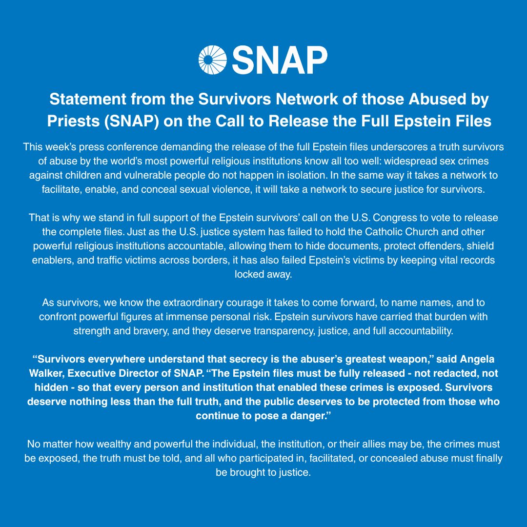 SNAP Survivors Network of those Abused by Priests tweet media
