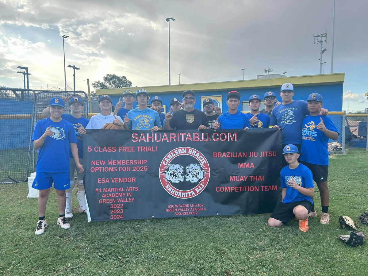 BREAKING NEWS…⚾️⚾️⚾️⚾️⚾️⚾️⚾️

NEW SAHUARITA MUSTANG FAMILY BASEBALL SPONSOR ! 💪
WELCOME TO OUR BASEBALL FAMILY !

SAHUARITA BJJ/ BRAZILIAN JIU JITSU
THANK YOU JAIME &amp; RAY ROGERS FOR YOUR GENEROUS CONTRIBUTION !

#ourtownyourteamshsstangs
#becomeasponsortext/call5205485729💪