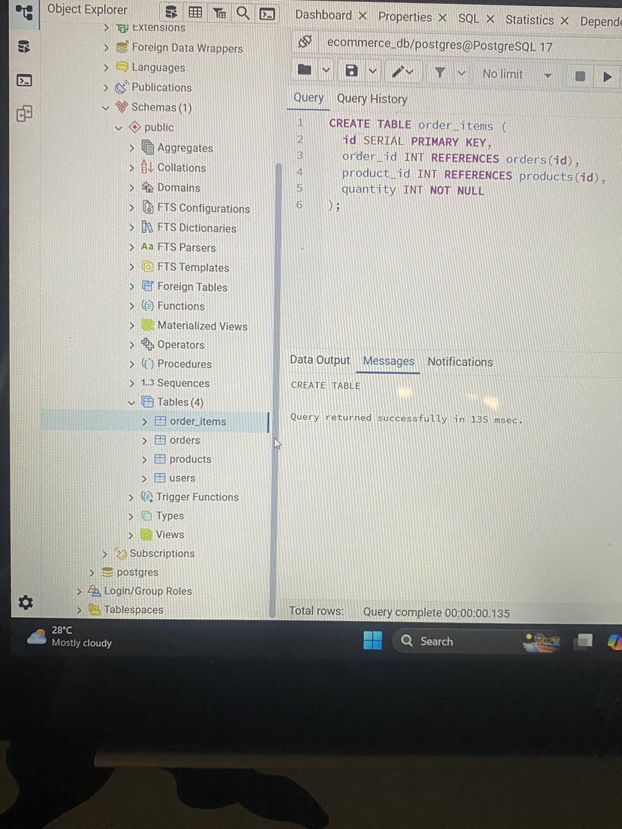 CommitWithEmmy's tweet image. Today was all about SQL (PostgreSQL)!
Started a YouTube course (163 videos 😅 still grinding through it).
Installed PostgreSQL locally.
Created my first database & tables 🙌
Also heard about Supabase 👀 will definitely explore it soon.
#PostgreSQL #SQL #WebDev #100DaysOfCode