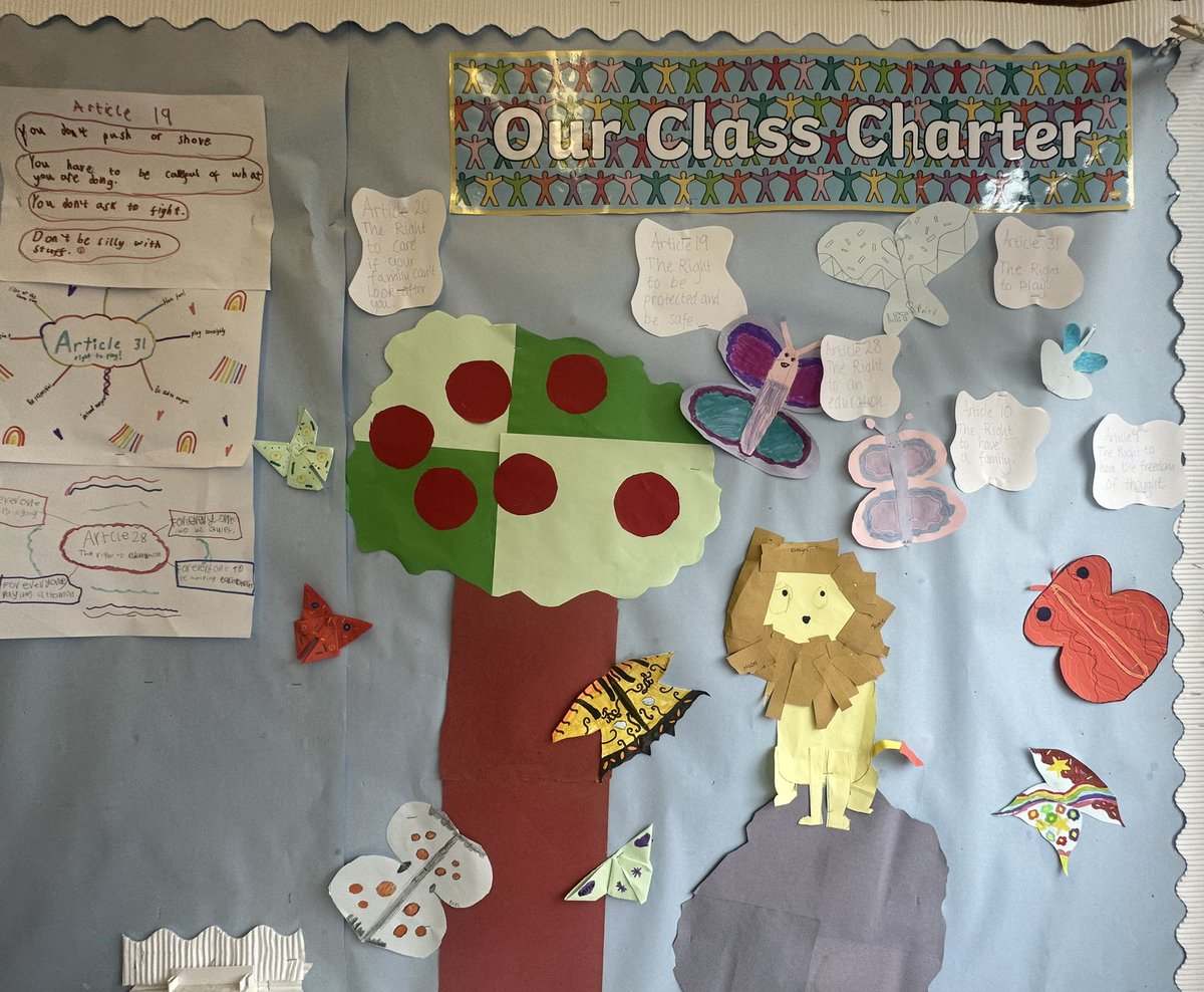 #P5 have been reading their rights respecting literacy novel ‘The Butterfly Lion’, working hard to plan and create a class charter. The children and duty bearers all recognising the part they play in making our class the best environment for all.<a href="/UNICEF/">UNICEF</a> #article28#article19