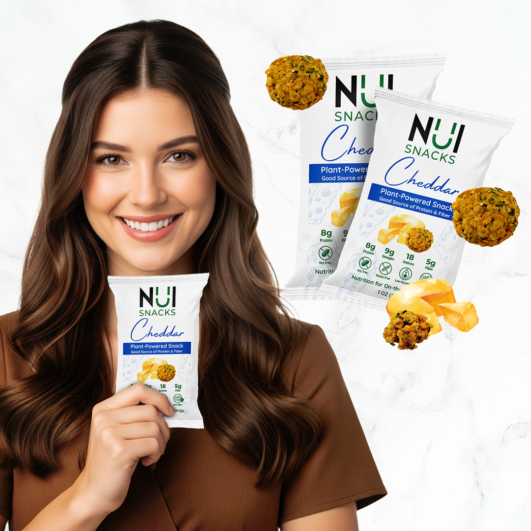NuiCompany's tweet photo. Own your snack break!

With 8g protein, 5g Fiber, 9g Omegas, 18 Aminos and real cheddar flavor, NUI gives you clean energy that lasts.

#NUI #NUISnacks #Food #HealthyEats #Superfoods https://t.co/nCbGLh07zp