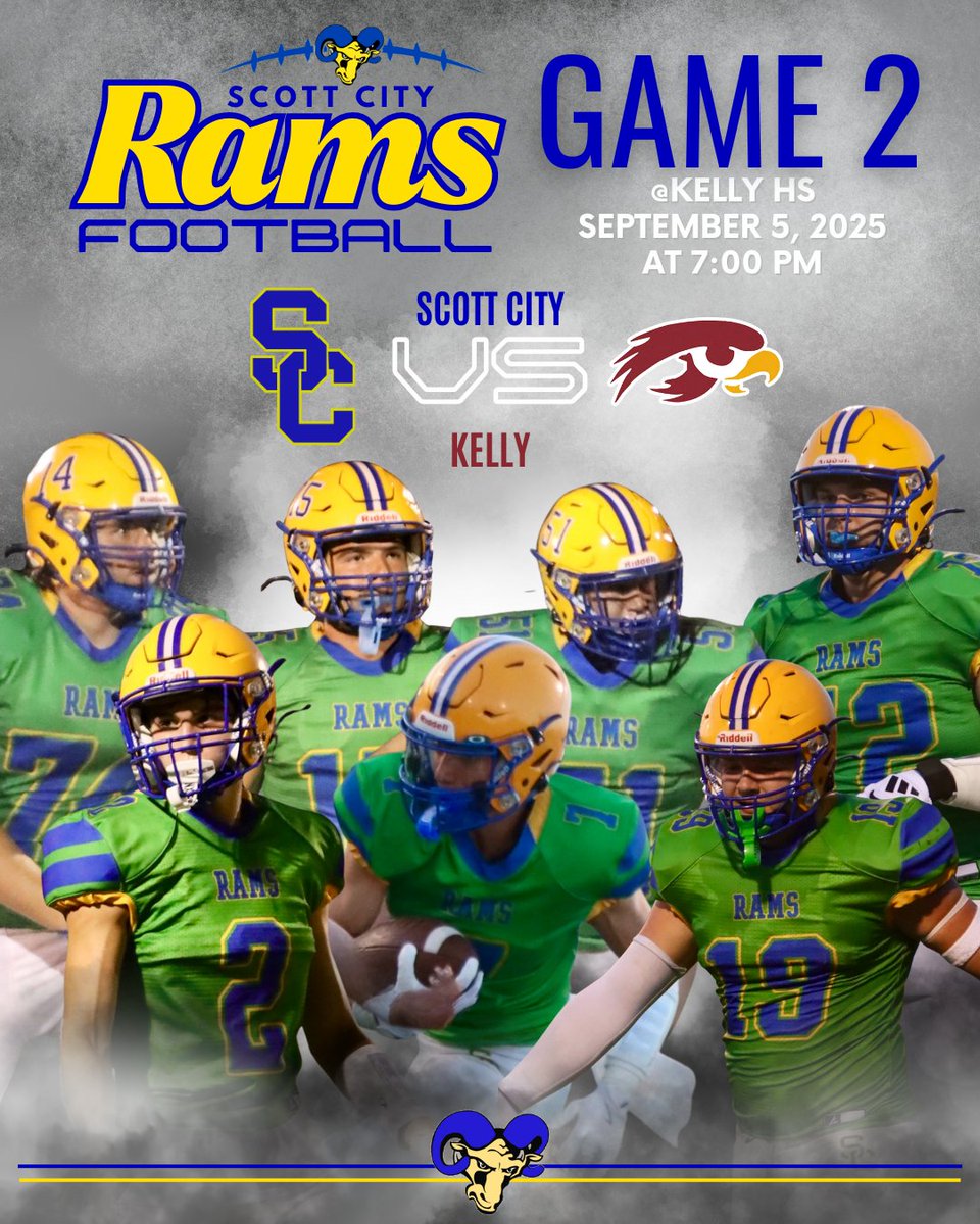 SCRamsFootball's tweet photo. Scott City takes on the Hawks at Kelly HS tonight at 7pm. Come out and support the Rams!

#scrams #gorams #scottcityrams #scfootball #scottcityfootball #scramsfootball #scottcityramsfootball #highschoolfootball #scwer1 https://t.co/uJwxeYz50P