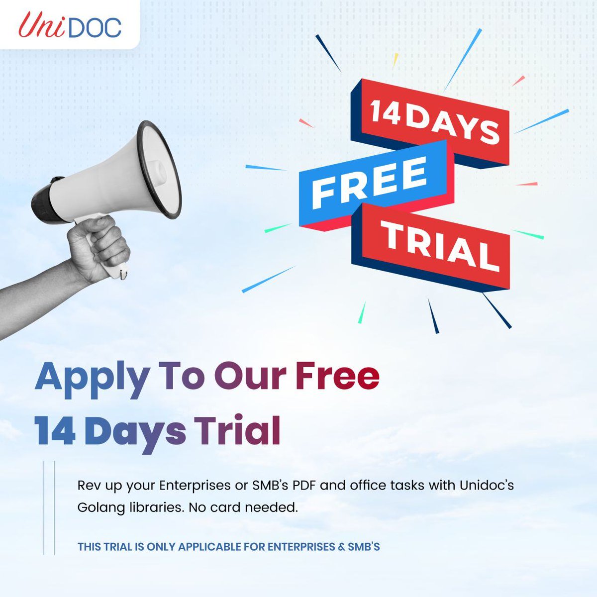 UniDocLib's tweet image. 🚀 Boost Your Document Management with UniDoc’s FREE 14-Day Trial!
Transform your workflow with UniDoc&apos;s Golang-powered solutions.

🔗 Start your free trial today: eu1.hubs.ly/H0mBZFB0

👉 Take control of your document management
#FreeTrial #UniDoc #Golang #DocumentAutomation