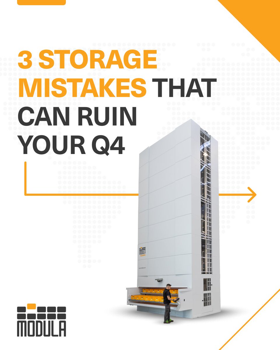 ModulaUS's tweet image. Think you’re ready for Q4? Think again.
These 3 common storage mistakes could slow everything down, but here’s how to fix them.
#ModulaUSA #ThinkVertical