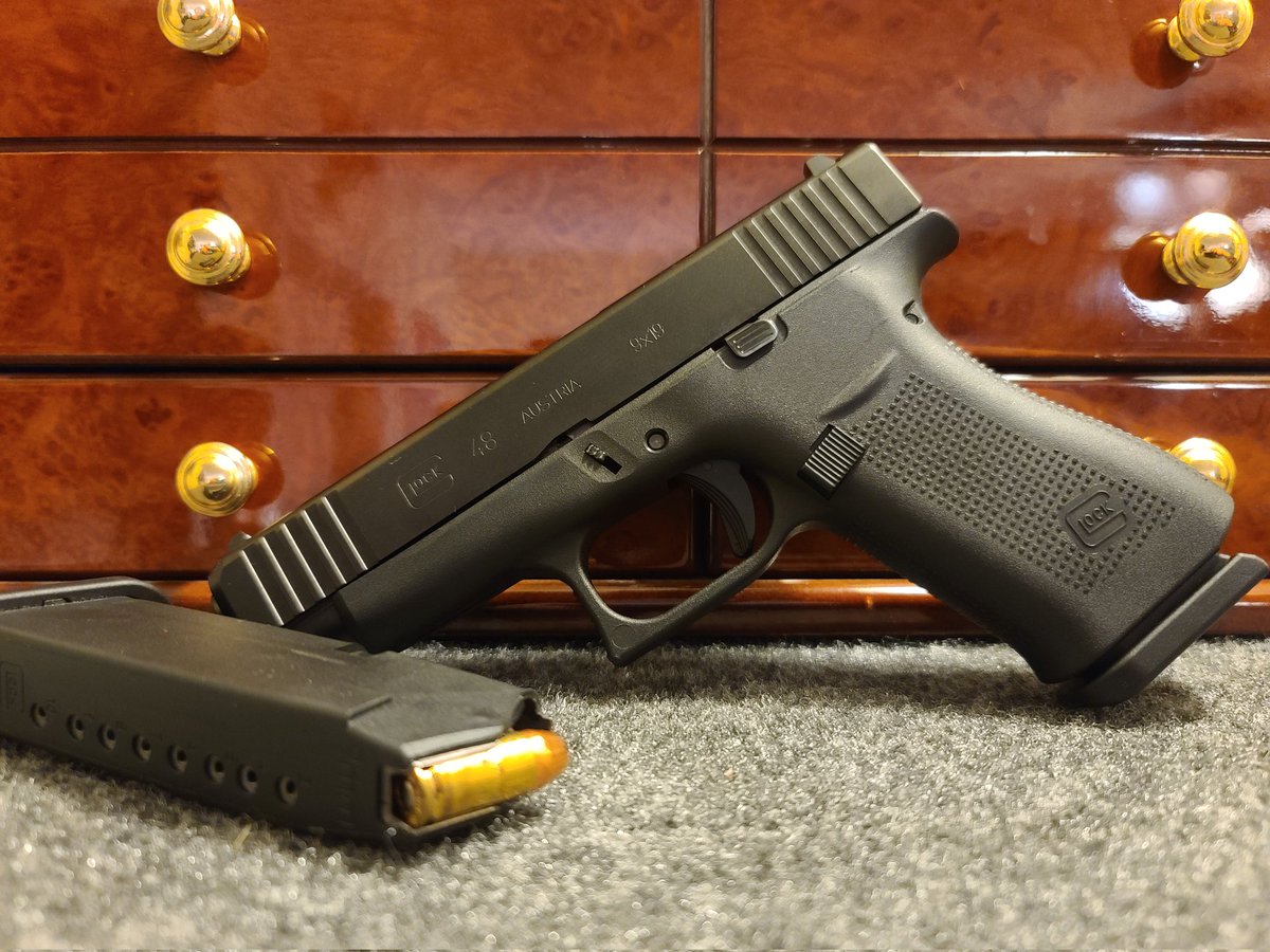 schmerdley's tweet image. Today's Glock, the 48...   Which identifies as a skinny 19, with 5 less rounds.  

#Glock @GLOCKInc #pewpew #almostdone

... apparently I just didn't notice the magazine in the way when I took the picture.  Eh.