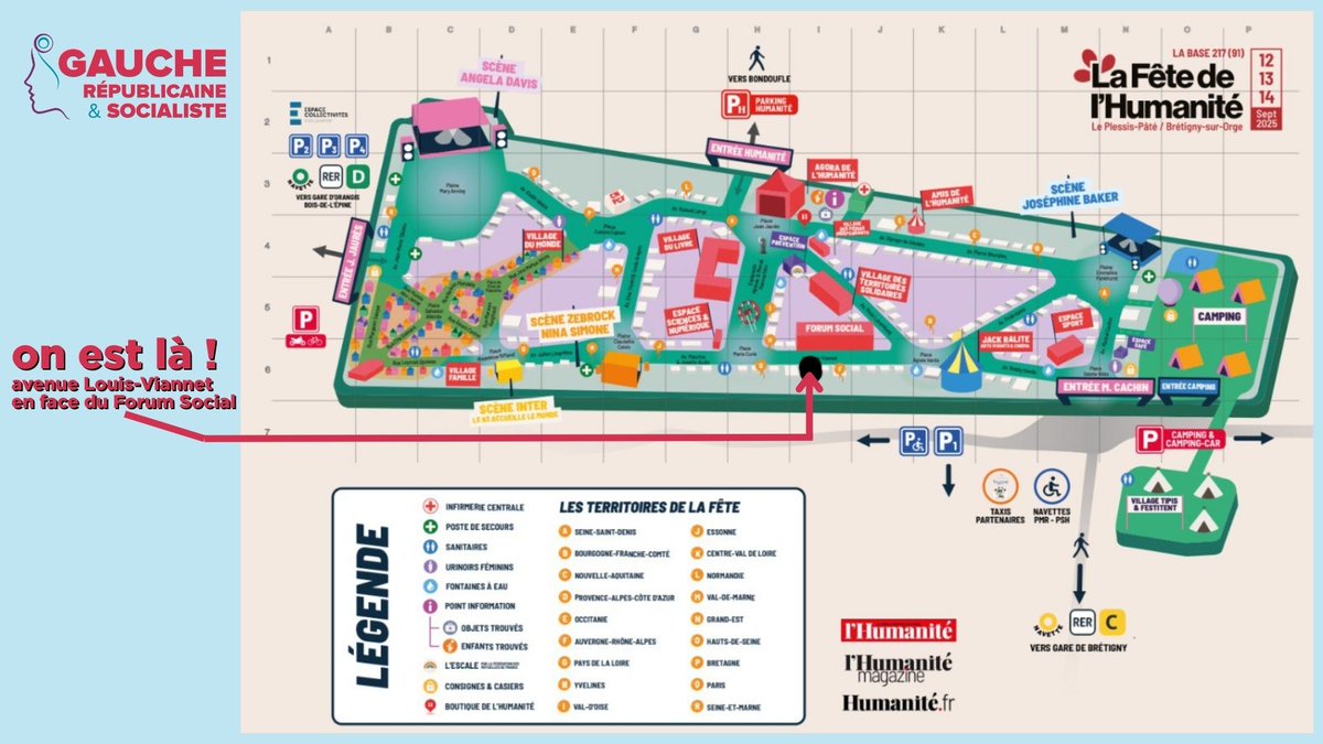 📆📋🎉Découvrez le programme du stand de la GRS pour La <a href="/FetedelHumanite/">Fête de l'Humanité</a> les 12, 13 et 14 septembre, qui sera situé avenue Louis-Viannet face au Forum social.
👉 g-r-s.fr/decouvrez-le-p…
Le stand ouvrira vendredi à midi.
Intervention politique d'<a href="/emmanuelmaurel/">Emmanuel Maurel</a> samedi à 14h. 1/3