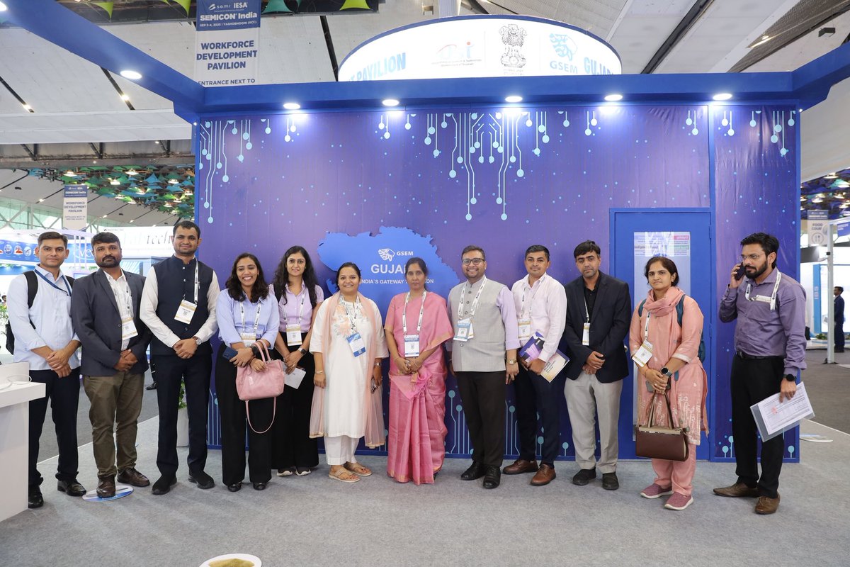The Gujarat Pavilion at #SemiconIndia2025 witnessed remarkable participation, reflecting strong industry interest in the State’s semiconductor initiatives. #Gujarat