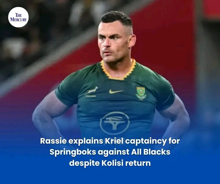 TheMercurySA's tweet photo. Despite Kolisiβs return, Rassie Erasmus confirms Jesse Kriel will captain the Springboks against the All Blacks.
#Springboks #LeadershipStrategy #RugbyChampionship #Kolisi #Kriel #EdenPark #teamdynamics
Read on https://t.co/4LiRU1aN9g https://t.co/Yq2MNxevOx