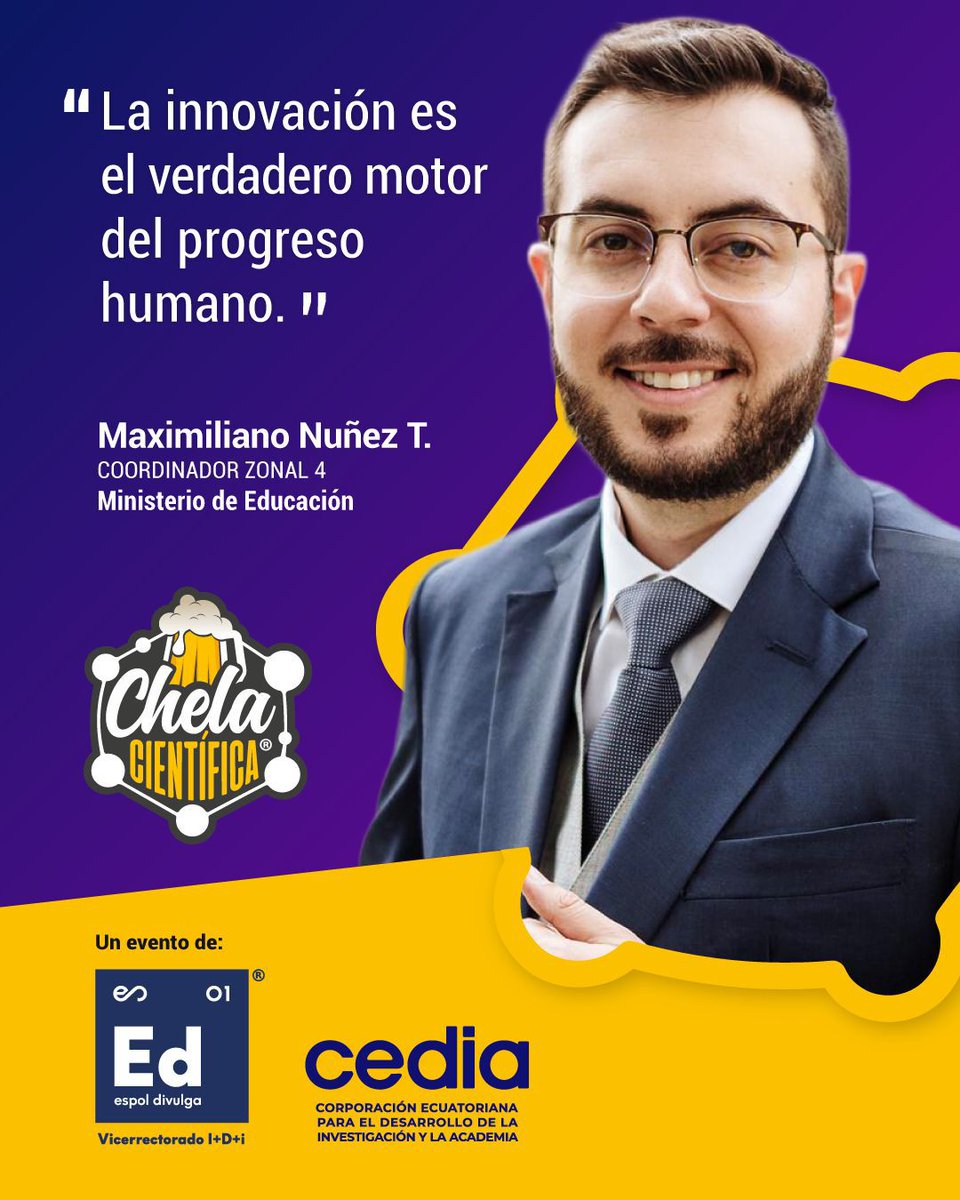 CarlosMonsalveA's tweet image. Como parte de la Ruta de la Innovación, este Sábado 6 de Septiembre tendremos una edición especial de la Chela Científica para hablar sobre Innovación Abierta con el sector empresarial e industrial. Los esperamos en el Campus Peñas de @espol a las 17:30.#ESPOLInnova #ESPOLDivulga
