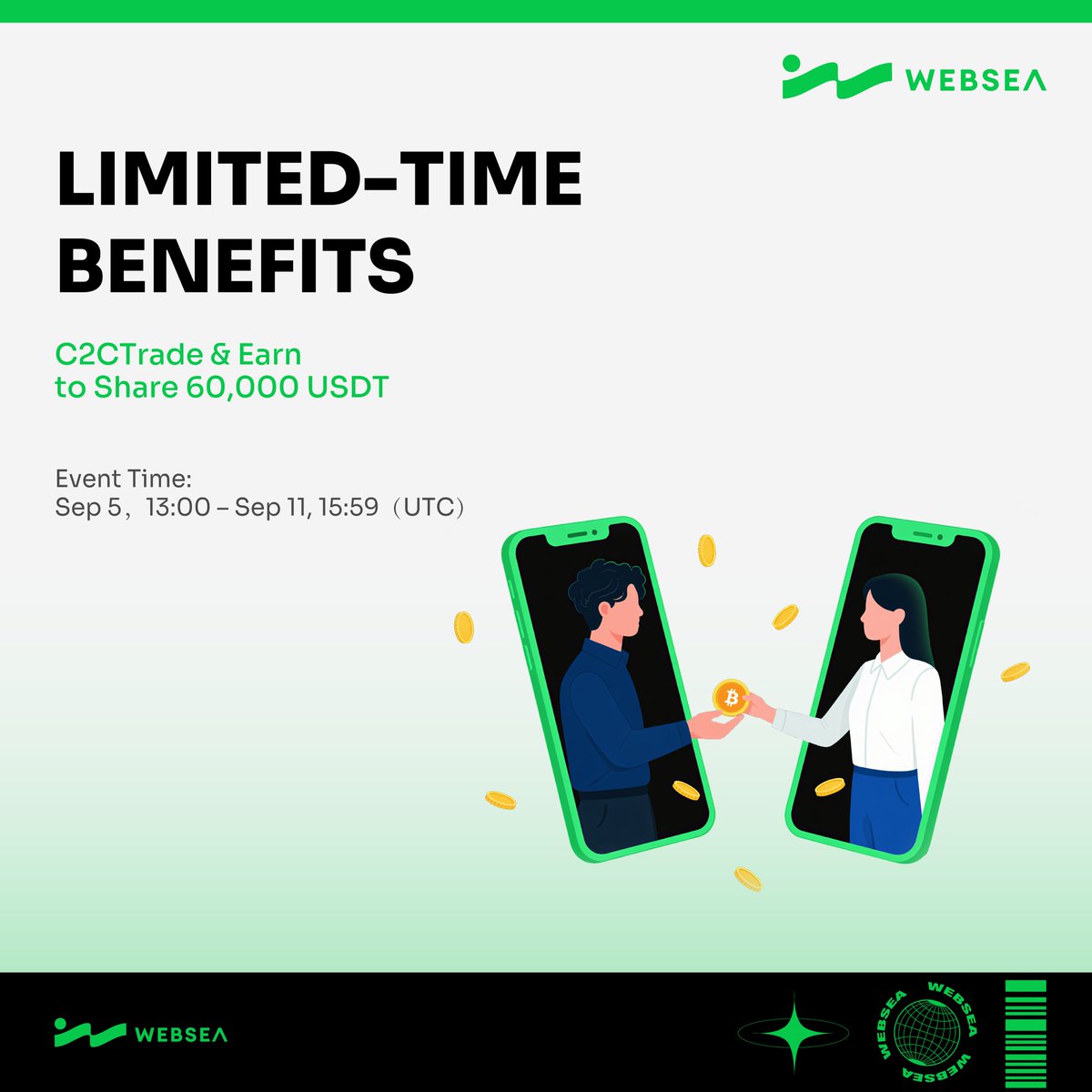 🚀 #Websea Grand Festival is Live!
💰 A 60,000 USDT Mega Prize Pool awaits—your new wealth journey begins here!
✨ Exclusive rewards are ready—don’t miss your chance!
⏰ Sept 5, 13:00 – Sept 11, 15:59 (UTC)

🔥 Win from the 60,000 USDT Mega Pool
🌟 Open to both new &amp; existing