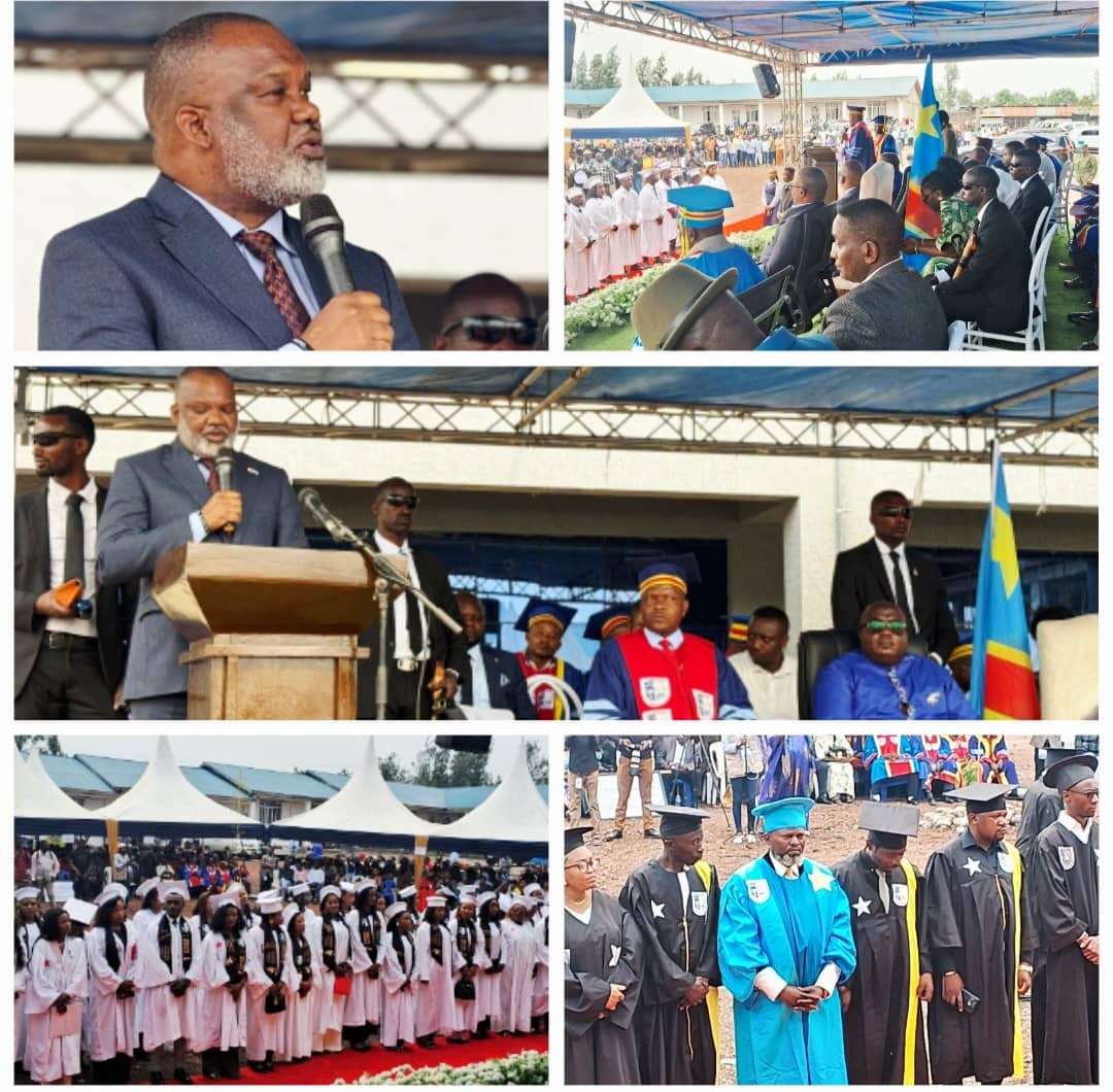 Kivu7media's tweet photo. CLÔTURE DE 
L'ANNEE ACADEMIQUE 2024-2025 À GOMA
Ce vendredi 5 septembre,le coordonnateur de l'AFC/M23 a annoncé des reformes prochaines dont la création d'une #banque #universitaire. Il a invité les étudiants enrôlés dans le Wazalendo de reprendre l'université sans crainte. https://t.co/uTV6kyUrME