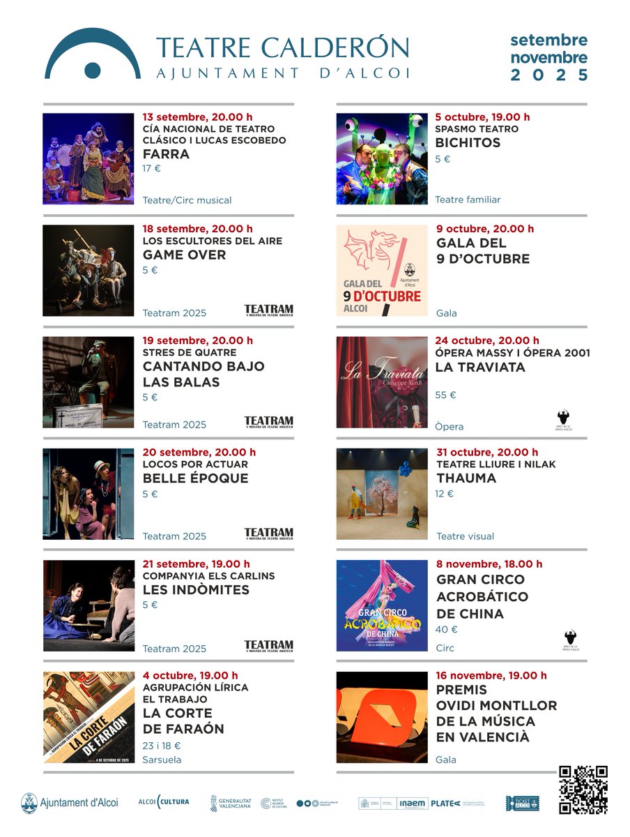 TCalderonAlcoi's tweet photo. Descarrega el programa PDF amb la programació d'arts escèniques i música de setembre a desembre 2025 @alcoicultura 
https://t.co/2o4RP8jM4G https://t.co/LvCjFyvRHh
