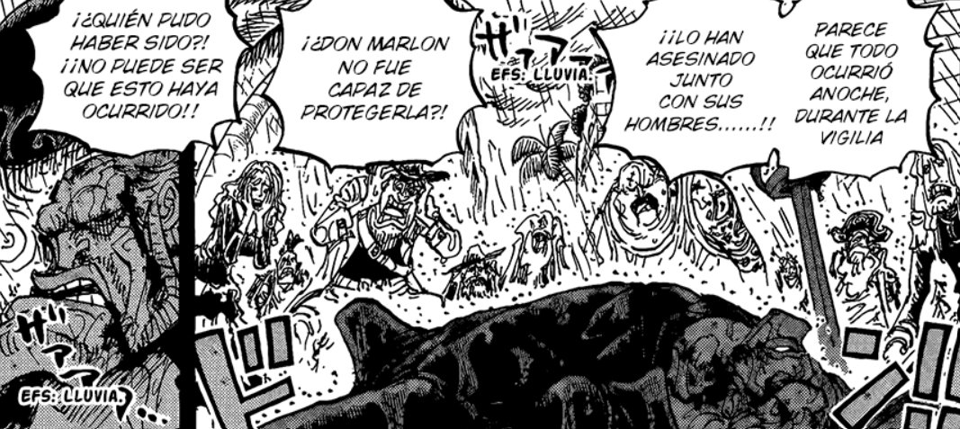 OPWiki_Adm's tweet photo. #ONEPIECE1159 
Uno de nosotros supuso que la no presencia de Don Marlon en God Valley podía dar a entender que fue víctima de un compañero de la banda, y efectivamente. https://t.co/AhvekJucSj