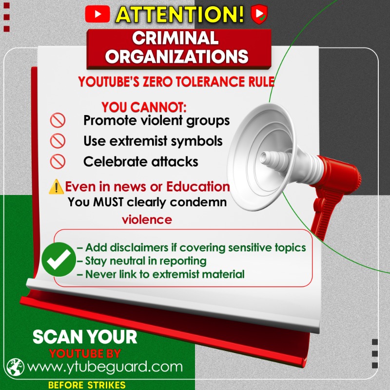 YtubeGuard's tweet photo. YouTube creators: protect your channel.

Follow @YTubeGuard for weekly policy alerts, real case breakdowns, and demonetization fixes.

Stop strikes. Stay monetized. https://t.co/nG37nLLNuS