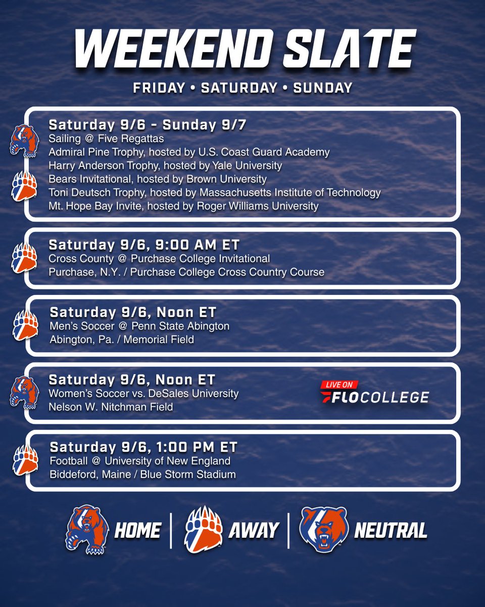CoastGuardBears's tweet photo. WEEKEND SLATE 🐻 | An action packed Saturday coming up featuring #CoastGuardAcademy cross country, men’s soccer, women’s soccer, and football’s season opener, while sailing kicks their season off at five regattas!
#SemperP #StaySleuthy🐻 #GoBears https://t.co/IJMwXgWTjq