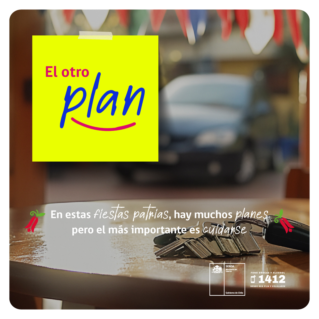Recuerda que si vas a beber en estas Fiestas Patrias, #ElOtroPlan es pasarle tus llaves a la conductora designada o al conductor designado para asegurar un regreso a casa sin sobresaltos.
#sendaesprevención