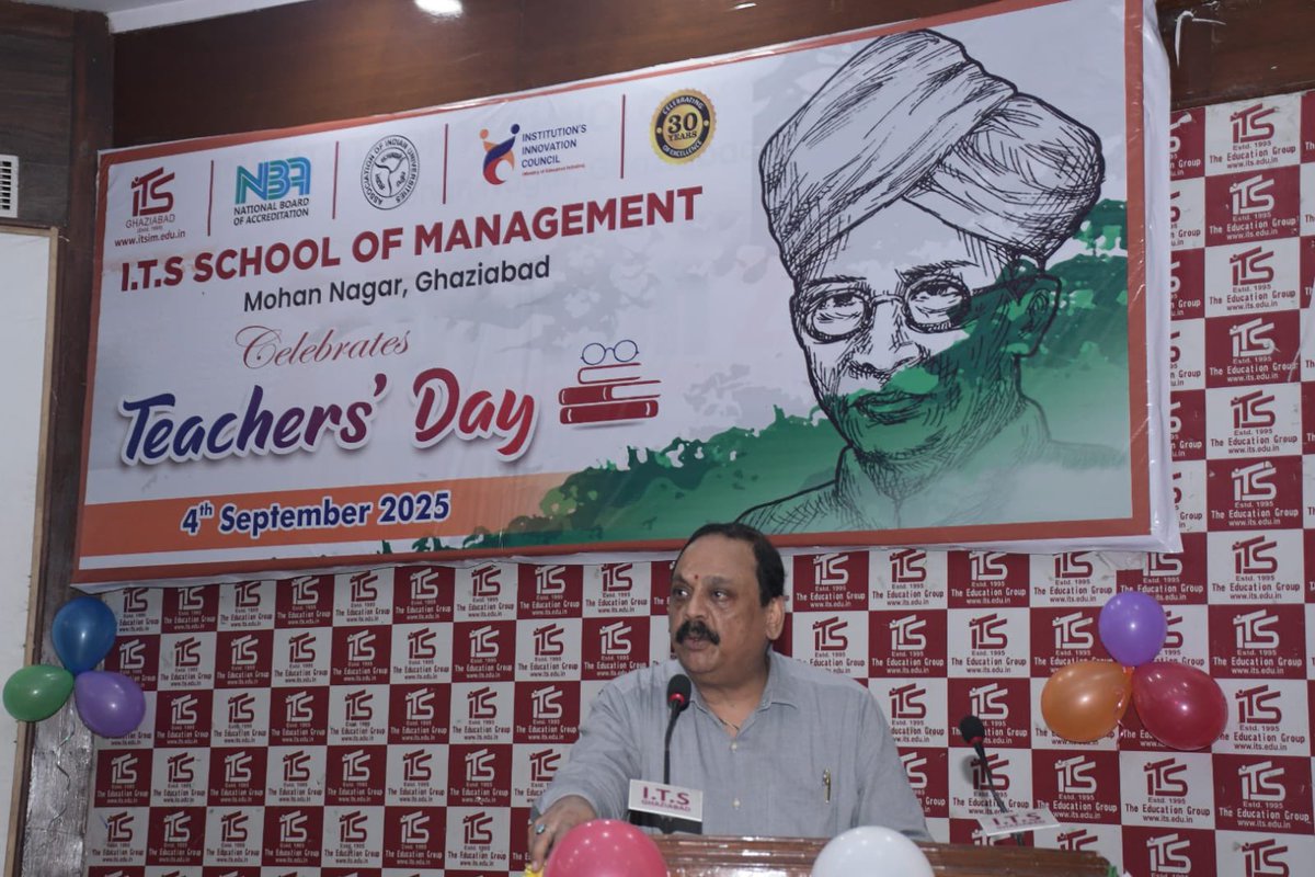 dr_kimar's tweet photo. Teachers’ Day 2025 @ I.T.S School of Management 
PGDM students celebrated with dance, poetry, songs &amp; games for faculty.
Dr. Ajay Kumar inspired with Shri Vidyasagar’s story, reminding us that true wisdom lies in humility &amp; compassion.

#TeachersDay #ITS https://t.co/htYxyFsVGz